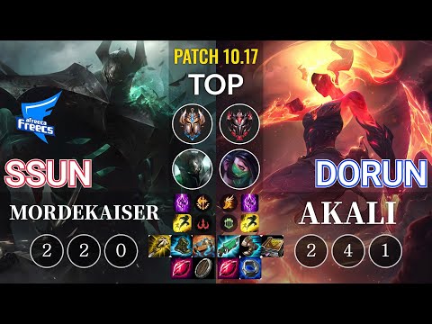 AF SSUN Mordekaiser vs DoRun Akali Top - KR Patch 10.17