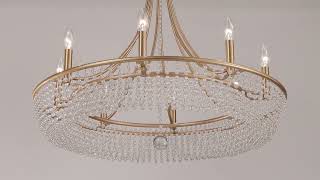 Watch A Video About the Jaimie Soft Gold Crystal 8 Light Pendant