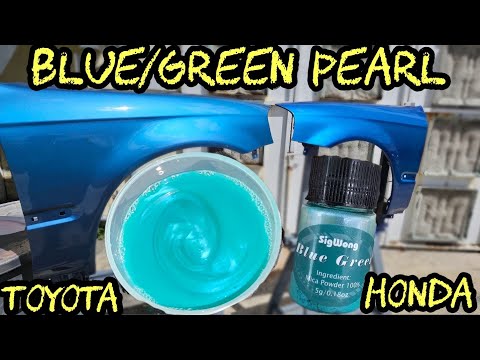 Factory Toyota and Honda Blue with Blue & Green Powdered Pearl in clear coat