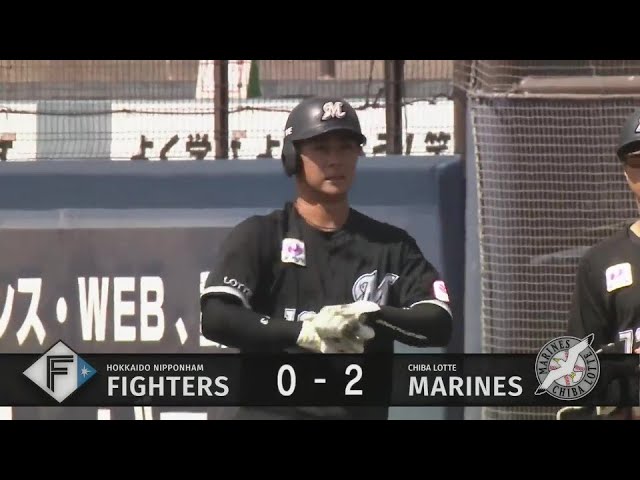 【ファーム】見事な流し打ち!! マリーンズ・平沢大河 レフトへの先制の2点タイムリーヒット!!  2024年8月1日 北海道日本ハムファイターズ 対 千葉ロッテマリーンズ