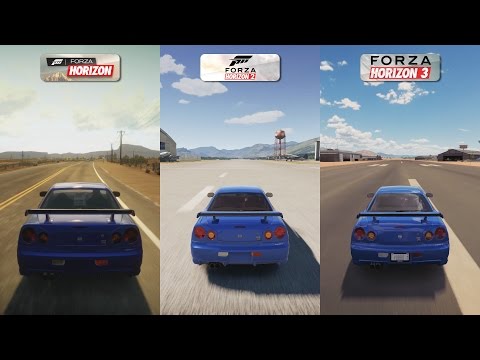 Forza Horizon vs Forza Horizon 2 vs Forza Horizon 3 - Nissan Skyline GT-R (R34) Sound Comparison