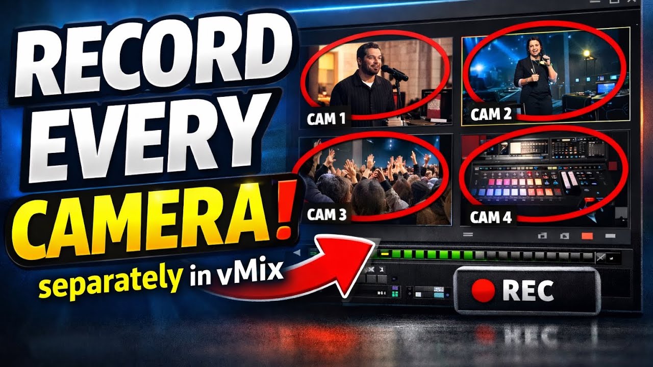 vMix multi-camera production interface showing multiple video inputs and live switching controls
