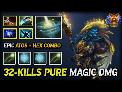 32-KILLS PURE MAGIC DAMAGE MID Skywrath Mage With Atos + Hex Combo | 100% Zero Escape 7.39d DotA 2