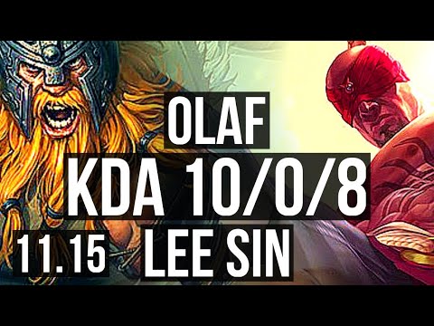 OLAF vs LEE SIN (JUNGLE) | 10/0/8, 800+ games, Legendary | BR Diamond | v11.15