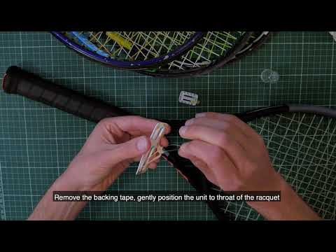 Scoring Right - Tennis scorekeeper installation instructions on the outside of a racquet throat.