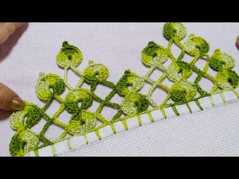 bico/barrado de crochê para pano de prato e toalhas, carreira única #crochê #barrado #276 #crochet