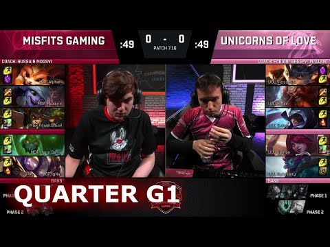 Misfits vs Unicorns of Love | Game 1 Quarter Finals S7 EU LCS Summer 2017 Play-Offs | MSF vs UOL G1