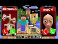 What if Call to Secret Mob Siren Head Obunga Man At 3:00 AM in Minecraft SCOOBY CARFT Gameplay