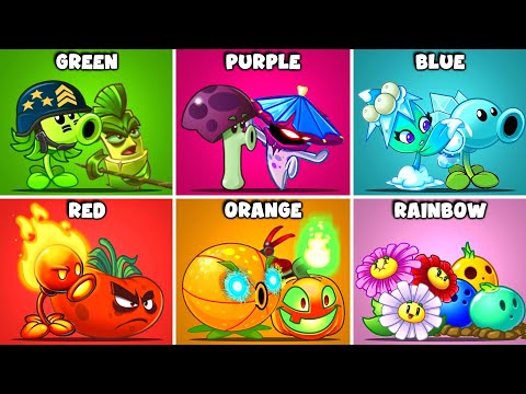 PvZ2 - 6 COLORS Pair Plants Battlez - Who is Best Pair? Team Plants vs Team Plants.