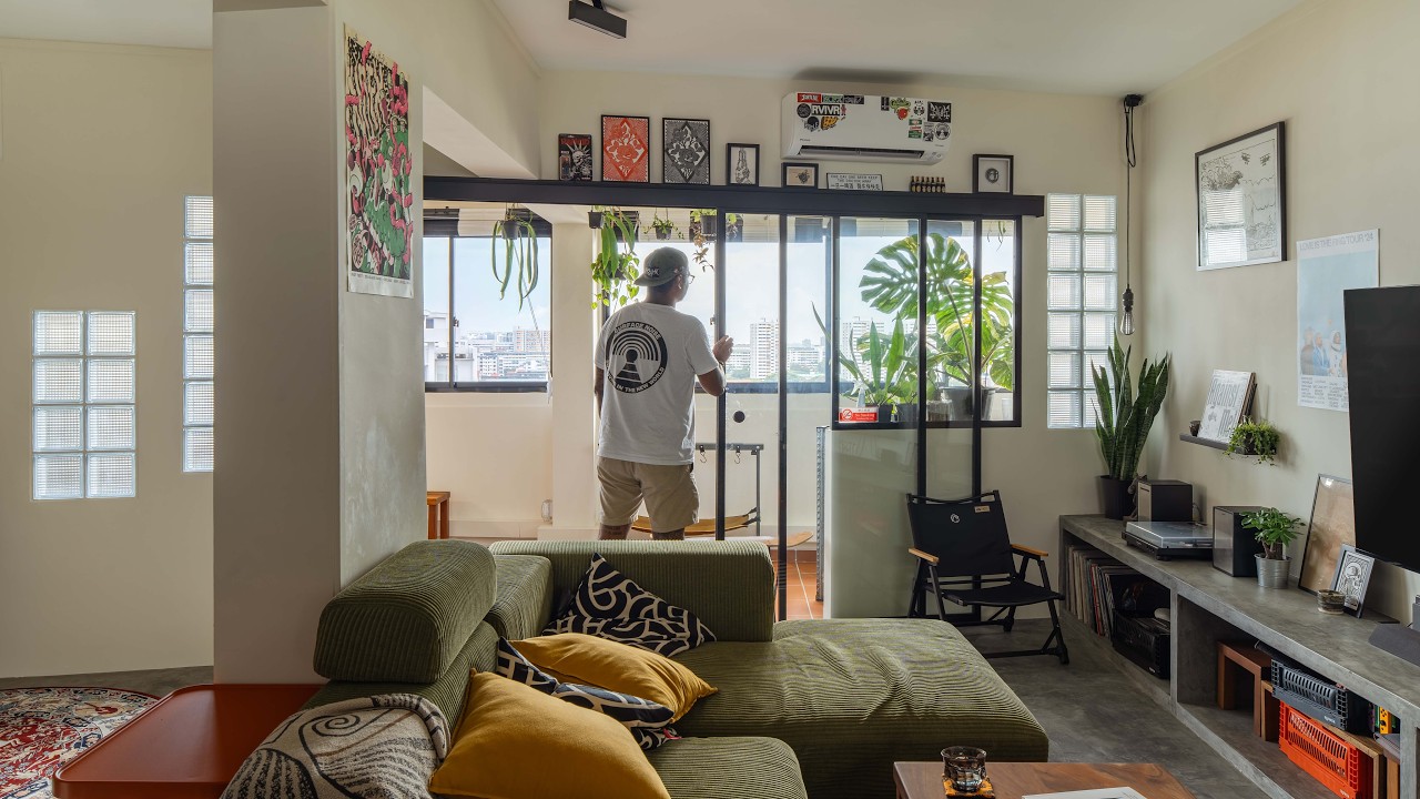 A Restful Bachelor’s Industrial-Inspired Home With A Garden Balcony | Singapore