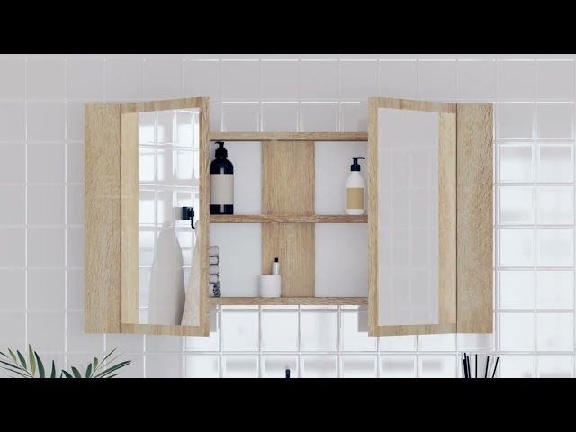 Video teaser for 804967 vidaXL LED Bathroom Mirror Cabinet Sonoma Oak 80x12x45 cm