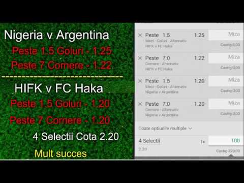 Biletul 6 Cota 2.22 Nigeria v Argentina sI HIFK v FC Haka 2018