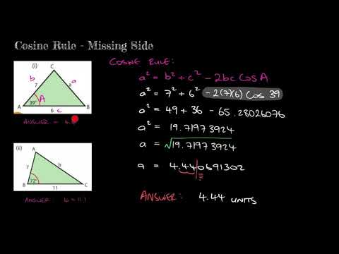 Cosine Rule - Missing side and Angle