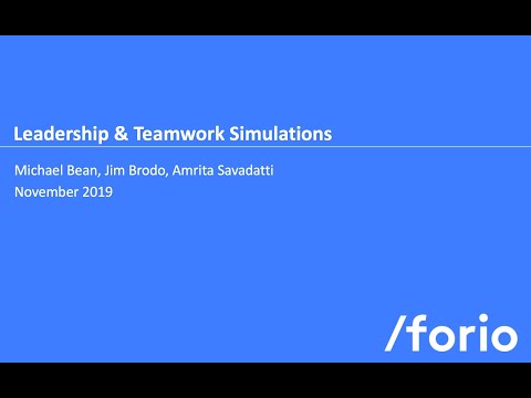 Forio Leadership and Teamwork Simulations November 2019