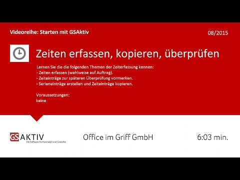 GSAktiv - Zeiteinträge erfassen, kopieren, überprüfen