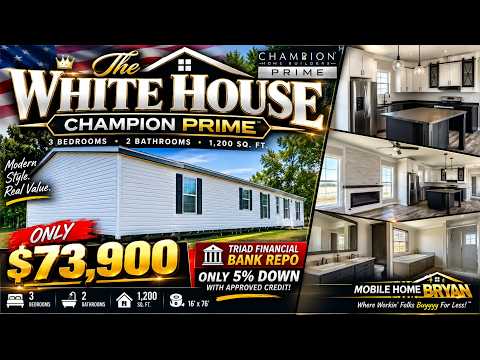 THE WHITE HOUSE 🏡 | Champion Prime 3 Bed 2 Bath Mobile Home | $73,900 Bank Repo