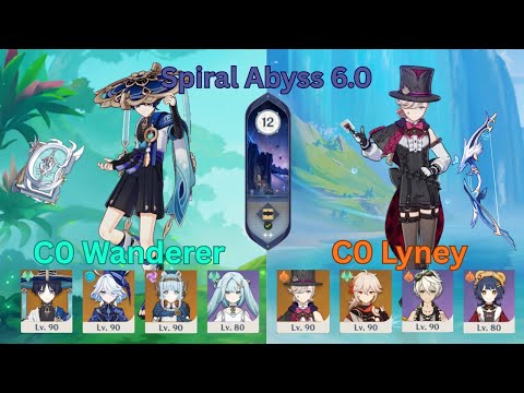 C0 Wanderer Ineffa & C0 Lyney Mono Pyro | Genshin Impact | Spiral Abyss 6.0 / Luna I Floor 12