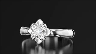 Кольцо в белом золоте с бриллиантом. Артикул 750697В  размер 16.5 - Фото 3