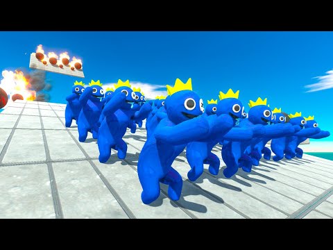 Creepy Monsters Team Run Away From Fireballs on Ramp - Animal Revolt Battle Simulator