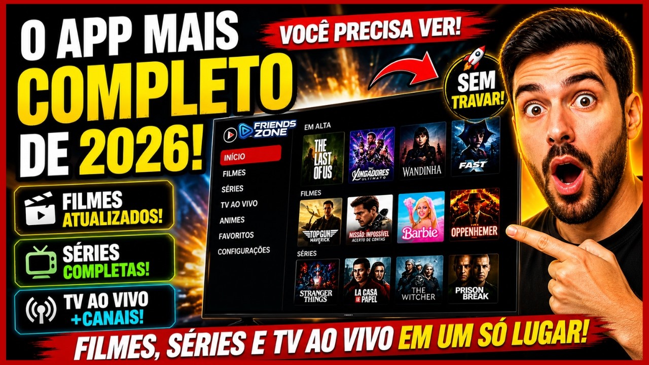 O MELHOR APP para assistir FILMES, SÉRIES e TV AO VIVO em 2026! (COMPLETO!) MELHOR APP QUE JÁ USEI