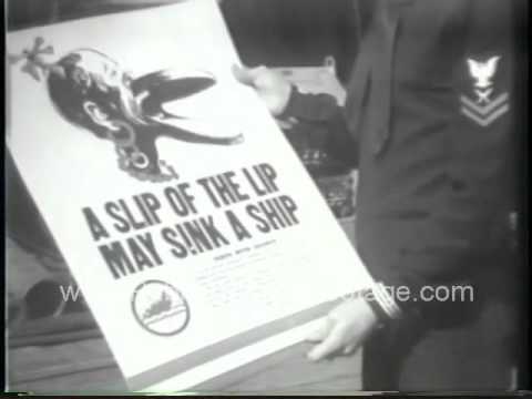 A slip of the lips may sink ships - damaged battle ship WWII archival footage
