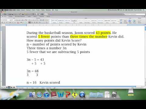 solving equations word problem examples