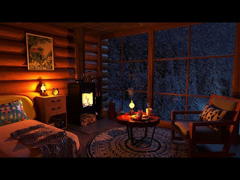 Cozy Winter Cabin - Relaxing Blizzard and Snowstorm Sounds w/ Fireplace for Sleep & Relaxation