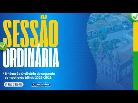 AO VIVO | 6ª SESSÃO ORDINÁRIA DO 2º PERÍODO LEGISLATIVO DE 2026 | 15/09/2026