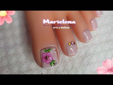 Decoración de uñas /francés con flor rosa /mano alzada 😍