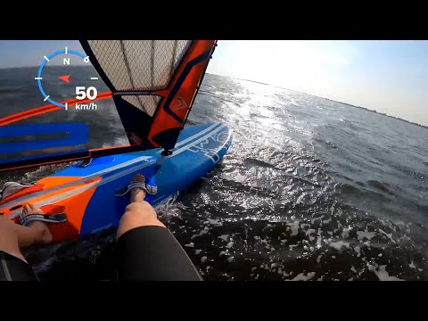 How Fast can you go with A BIG Slalom SAIL and BOARD?! Sailing with a 9.4 in light winds
