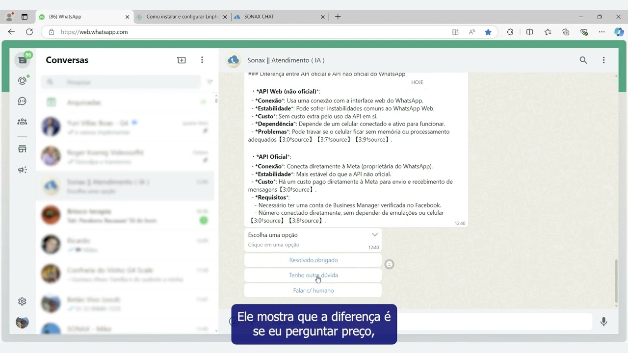 Sônia Copilot ,sua nova Assistente de Inteligência artificial agora autônoma dentro do chatbot Sonax