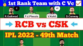 RCB vs CSK 49th Match IPL 2022 Fantasy Preview, BLR vs CSK Dream Team Today Match, CSK vs RCB Stats