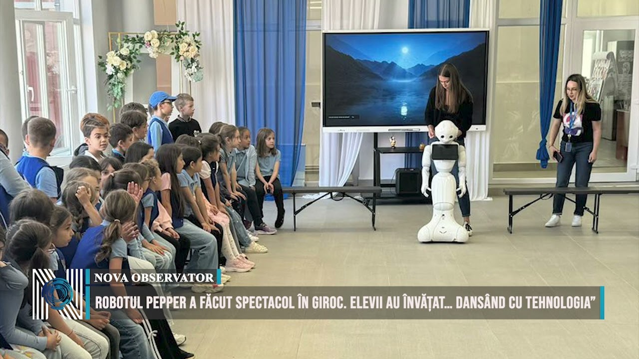 Robotul Pepper a făcut spectacol în Giroc. Elevii au învățat… dansând cu tehnologia”
