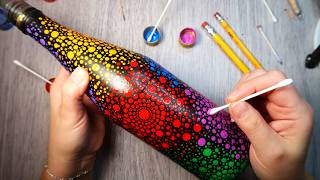 EASY Dot Mandala Bottle Painting Using ONLY Qtip Toothpick Pencil | How To Lydia May