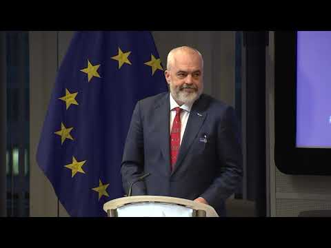 Edi Rama, Prime Minister of Albania at #Together4Albania conference in Brussels