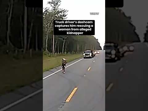 Truck driver's dashcam captures him rescuing woman from alleged kidnapper #shorts