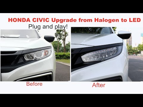 HONDA CIVIC upgrade show plug and play from halogen to LED