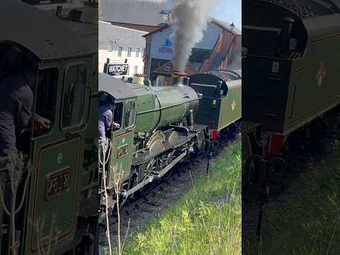 45596 Bahamas and 7812 Erlestoke Manor thrash out of Watchet station on the WSR’s Spring Spectacular