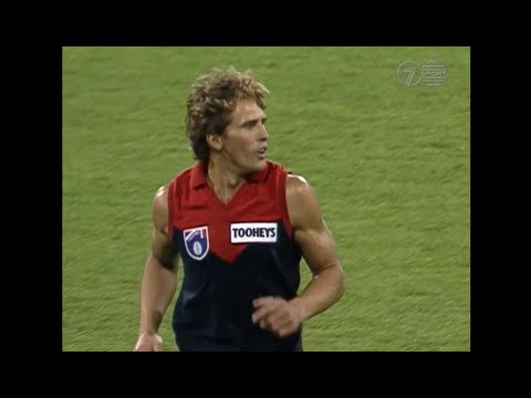 Andrew Obst soccers through the opening goal of the game - Melbourne - 1997, Rd 4 v Western Bulldogs