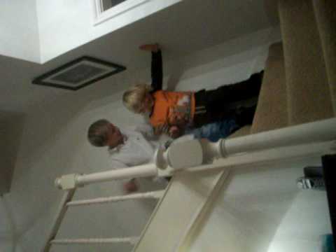 Crazy 5 year old boy gets kicked down the stairs !!!!!!!!!!!!!!!!