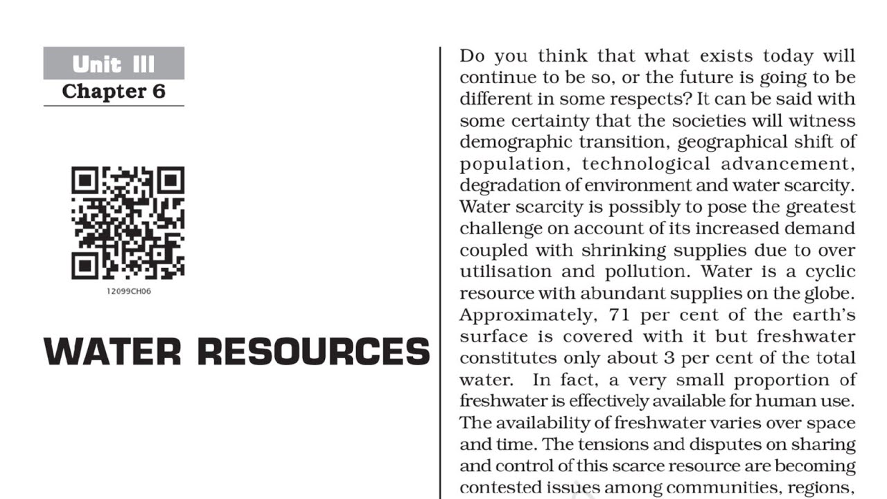 Water resources class 12 geography chapter 6 (India people and economy)