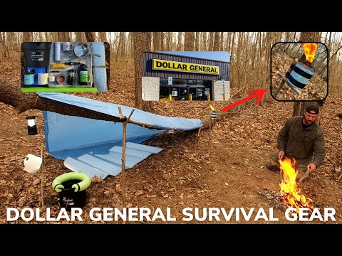 Solo Overnight Doing a Budget Dollar General Survival Challenge For $100 and Franks and Beans