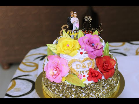 Video #173 - Making of an Engagement Cake - Cake Art - Step by step