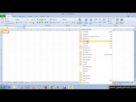 Microsoft Office Excel 2010 Customize the Status Bar