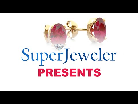 1 t Oval Shape Ruby Stud Earrings In 14K Yellow Gold Over Sterling Silver | SuperJeweler - JWL23957
