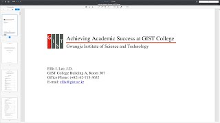 Achieving Academic Success at GIST College (Short Lecture)