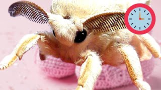 Poodle Moth: Mulberry Silkworm Lifecycle (Bombyx mori) Fluffy Cute Mot