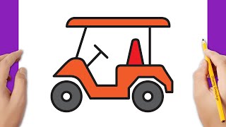 How to draw a golf cart easy