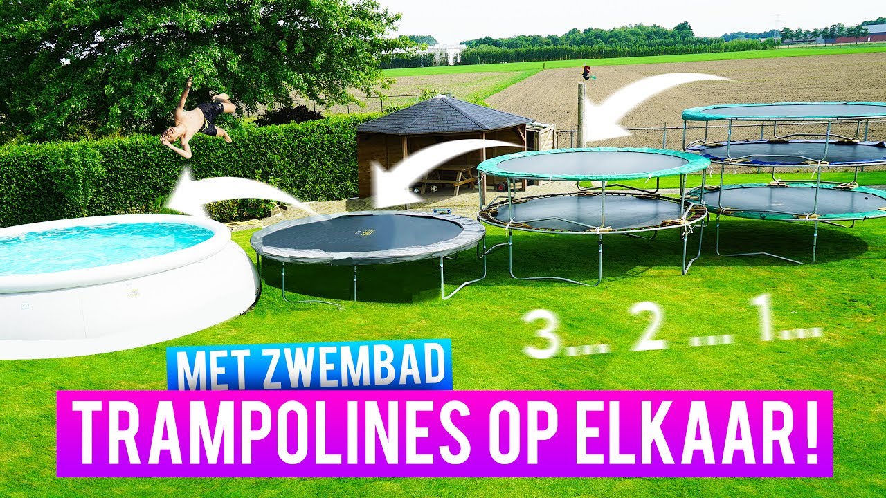3... 2... 1... TRAMPOLINES OP ELKAAR MET ZWEMBAD!