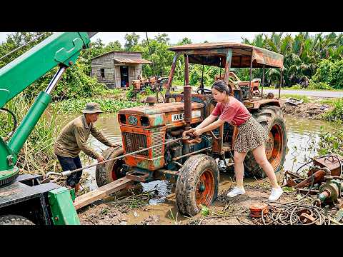From Scrap to $8,000: Genius Girl Repairs & Restores Abandoned 50-Year-Old Broken Kubota Tractor